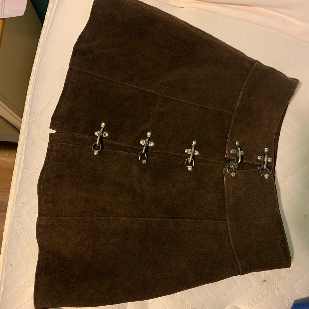Vintage brown leather mini skirt